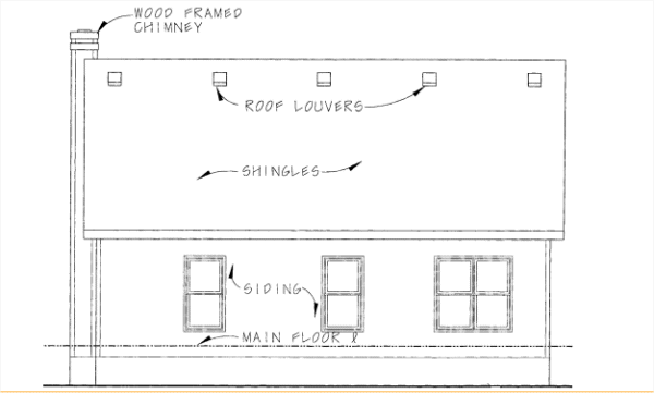 Rear Elevation for House Plan #150576