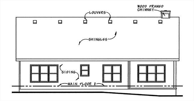 Rear Elevation for House Plan #155058