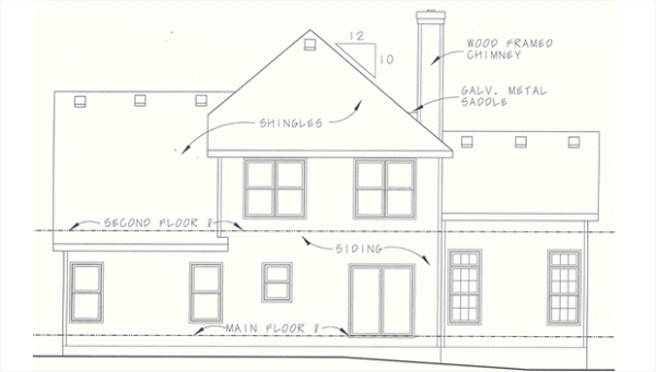 Rear Elevation for House Plan #157058