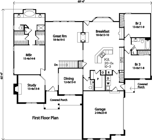 Main Floor Plan for House Plan #412102