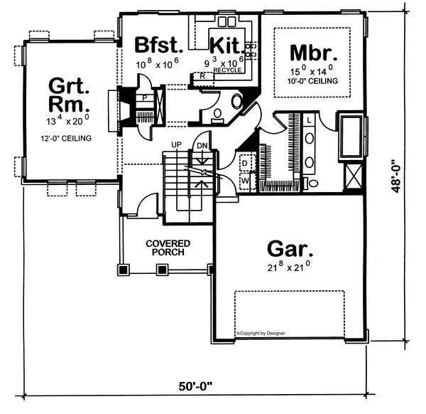 Main Floor Plan for House Plan #159058
