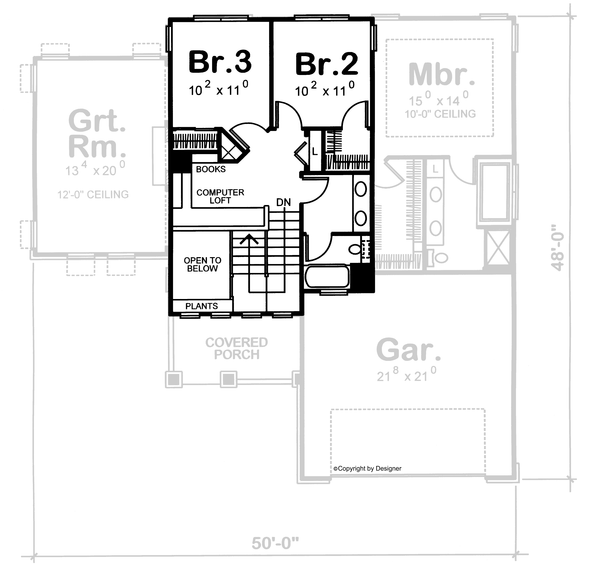 Second Floor Plan for House Plan #159058
