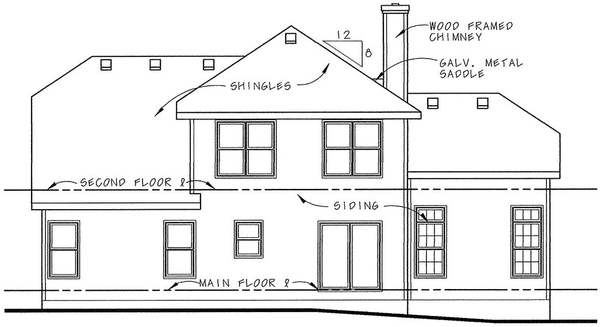 Rear Elevation for House Plan #159058