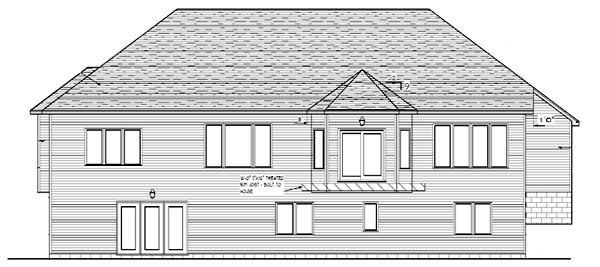 Rear Elevation for House Plan #294222