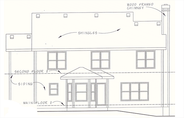 Rear Elevation for House Plan #153158