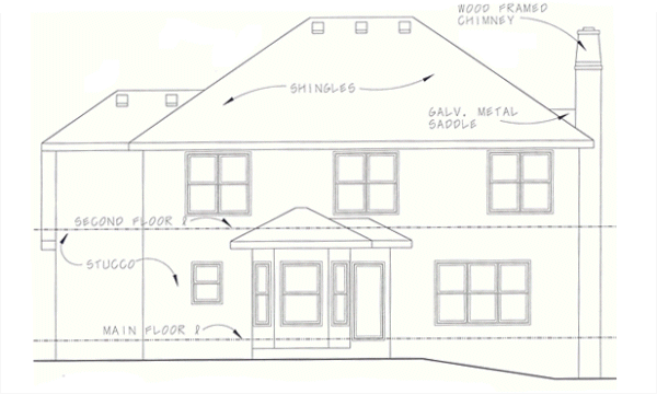 Rear Elevation for House Plan #154158