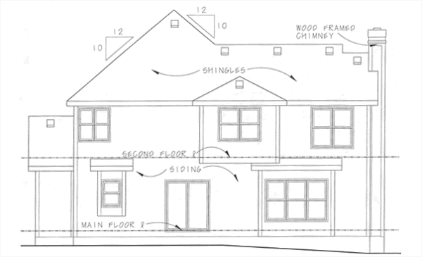 Rear Elevation for House Plan #154258