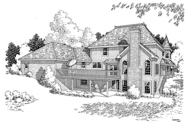Rear Elevation for House Plan #181069