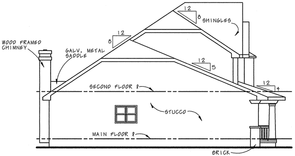 Left Elevation for House Plan #159358