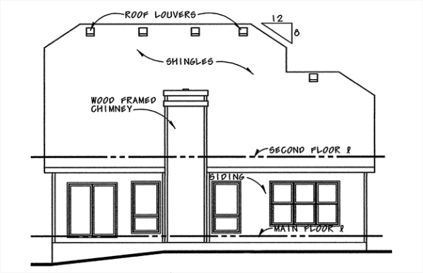 Rear Elevation for House Plan #150458