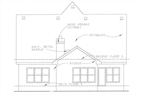 Rear Elevation for House Plan #150658