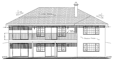 Rear Elevation for House Plan #136109