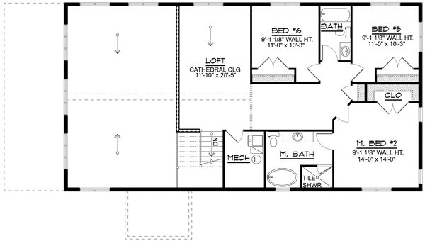 Second Floor Plan for House Plan #755452