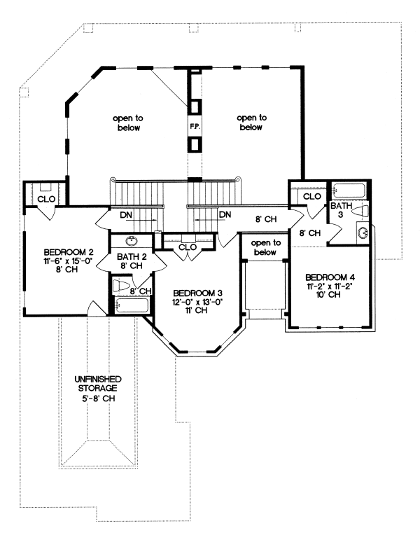 Second Floor Plan for House Plan #158719
