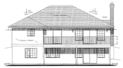 Rear Elevation for House Plan #130209