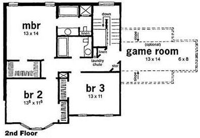 Second Floor Plan for House Plan #371067