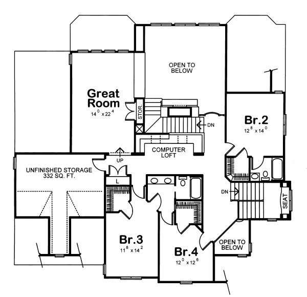Second Floor Plan for House Plan #155512