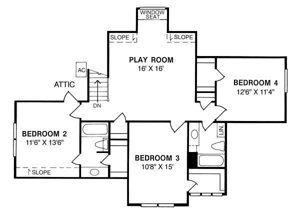 Second Floor Plan for House Plan #241042