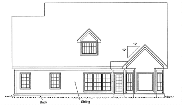 Rear Elevation for House Plan #241042