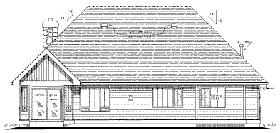 Rear Elevation for House Plan #131424