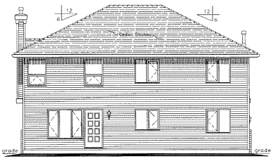Rear Elevation for House Plan #130413
