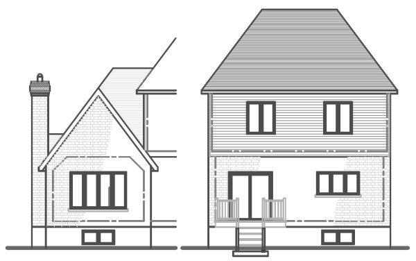 Rear Elevation for House Plan #420493