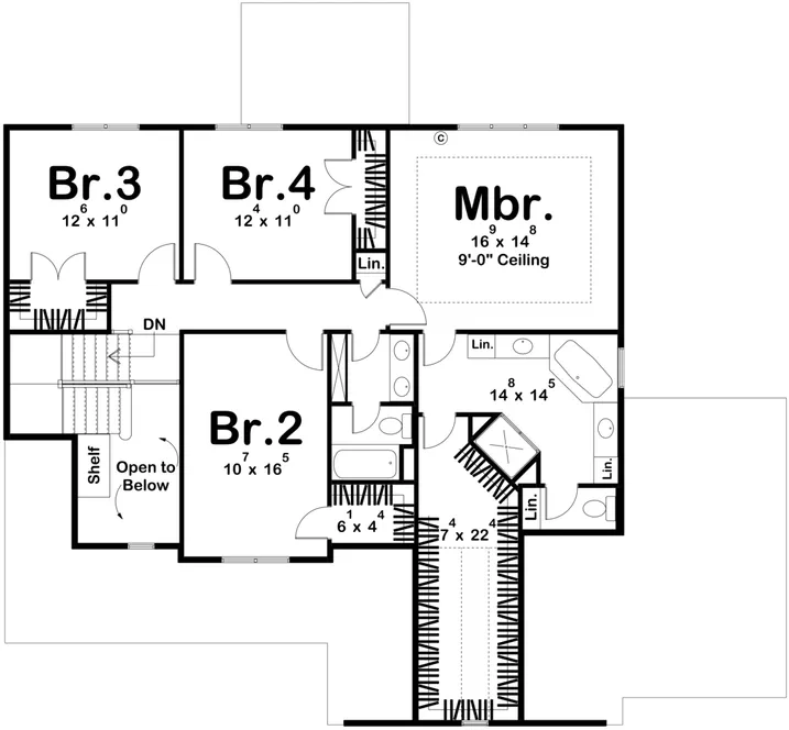 Second Floor Plan for House Plan #700852