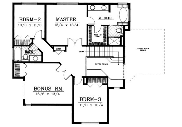 Second Floor Plan for House Plan #232120
