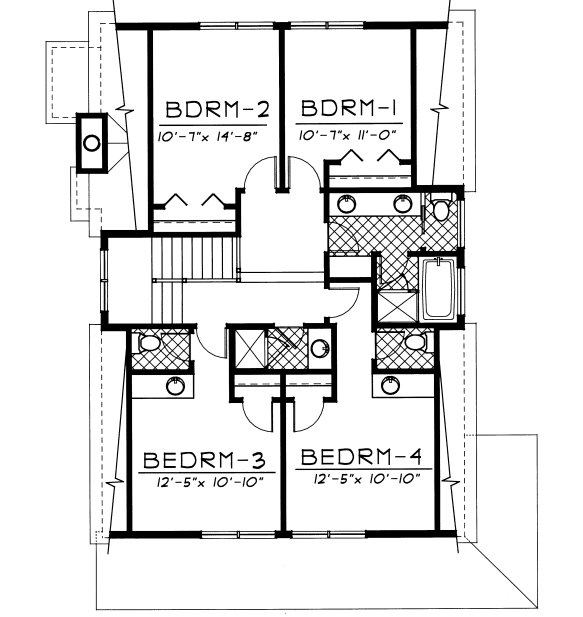 Second Floor Plan for House Plan #233121