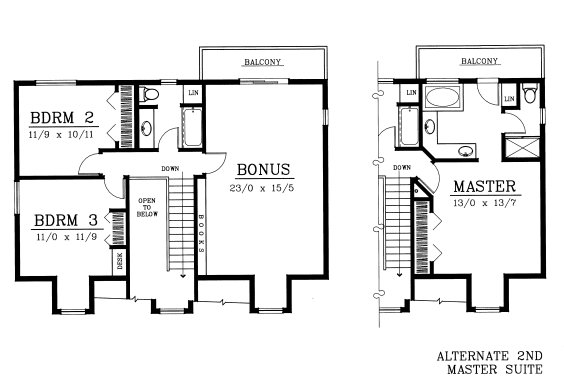 Second Floor Plan for House Plan #235221
