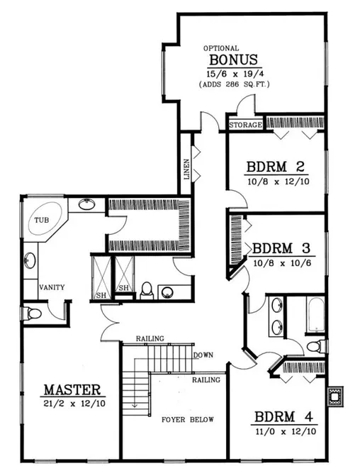 Second Floor Plan for House Plan #236021
