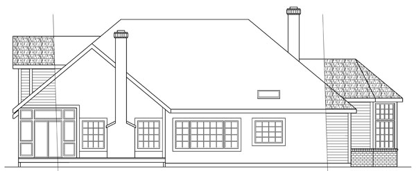 Rear Elevation for House Plan #345021