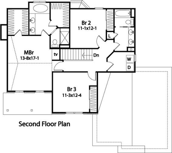 Second Floor Plan for House Plan #416022