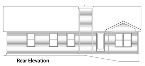 Rear Elevation for House Plan #411052