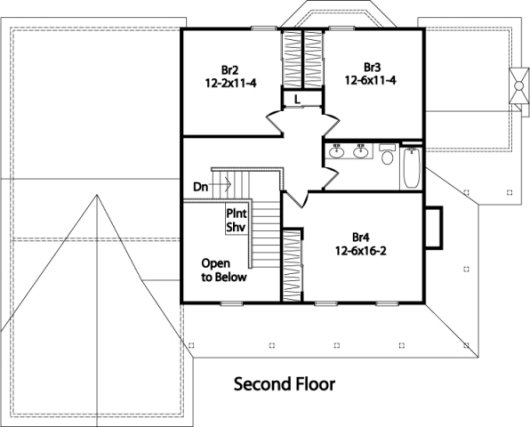 Second Floor Plan for House Plan #411252
