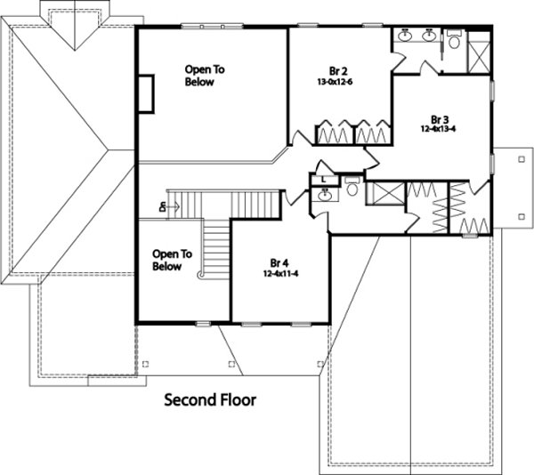 Second Floor Plan for House Plan #412252