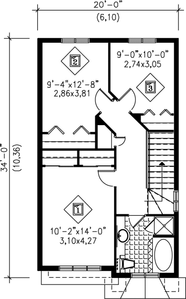 Second Floor Plan for House Plan #174293