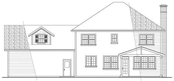 Rear Elevation for House Plan #347013