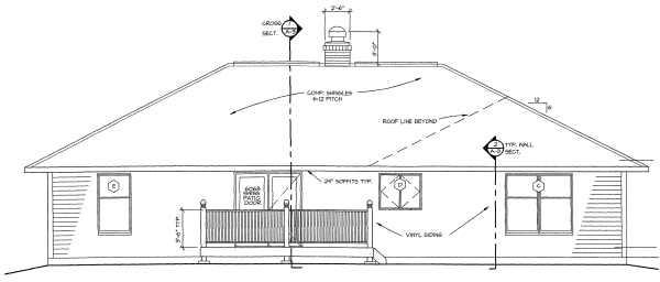Rear Elevation for House Plan #182202