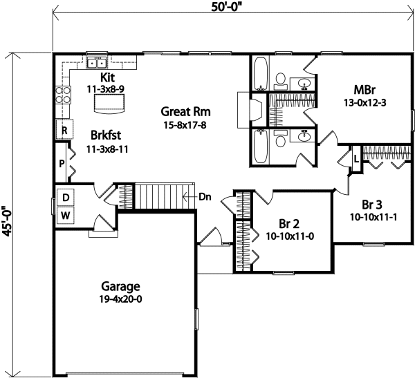 Main Floor Plan for House Plan #419082