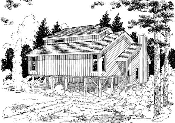 Rear Elevation for House Plan #181502