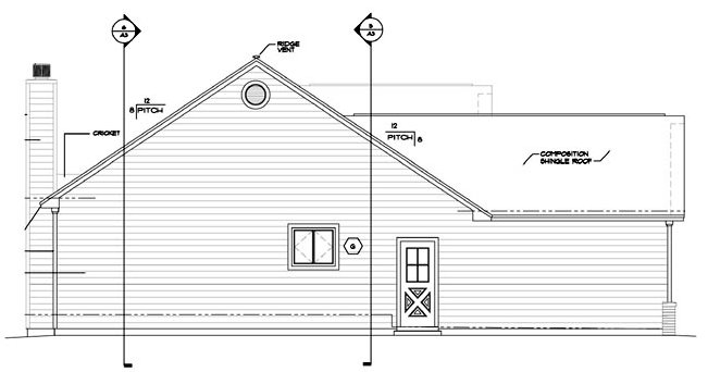 Left Elevation for House Plan #180742