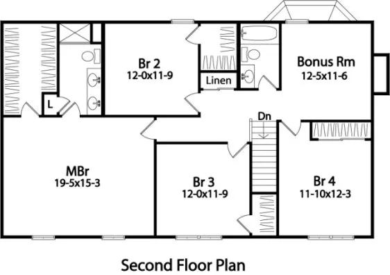 Second Floor Plan for House Plan #419099