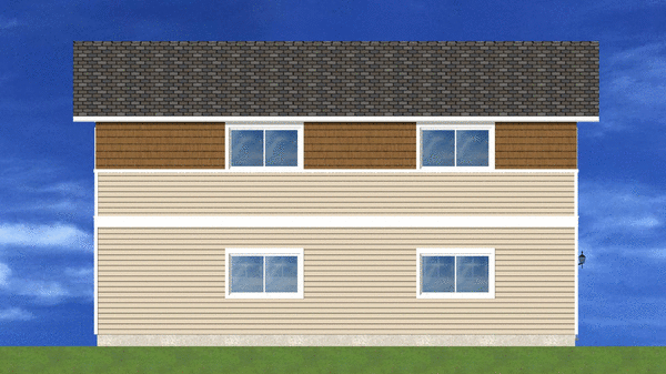 Rear Elevation for House Plan #191008