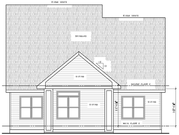 Rear Elevation for House Plan #157342