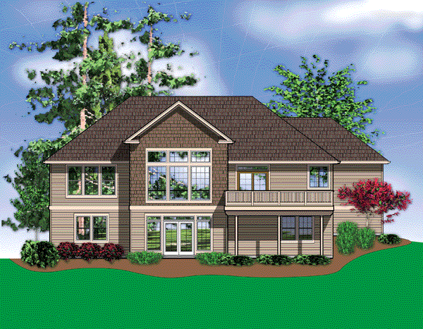 Rear Elevation for House Plan #321201