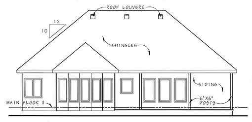 Rear Elevation for House Plan #705861