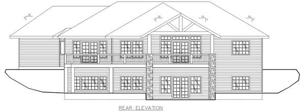 Rear Elevation for House Plan #455402