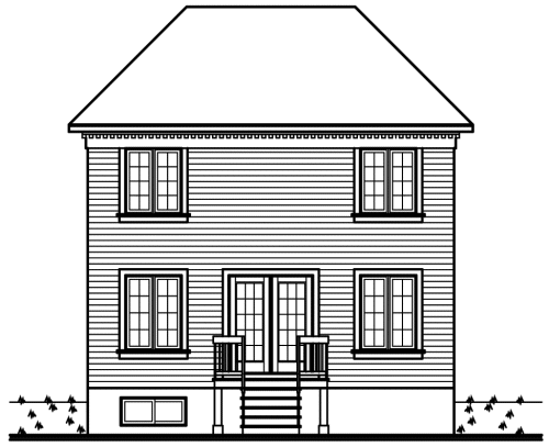 Rear Elevation for House Plan #143072