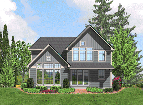 Rear Elevation for House Plan #321112